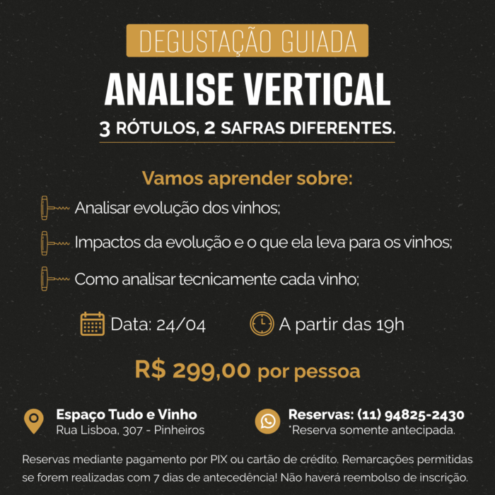 degustação vertical de 3 vinhos (24/04)