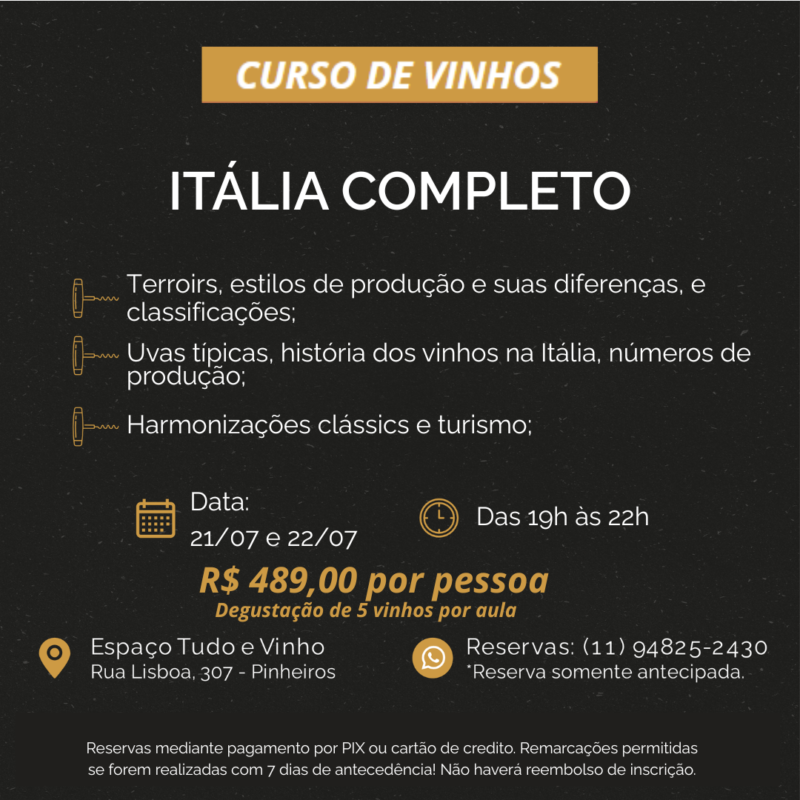 curso "itália completo" (21/07 e 22/07)