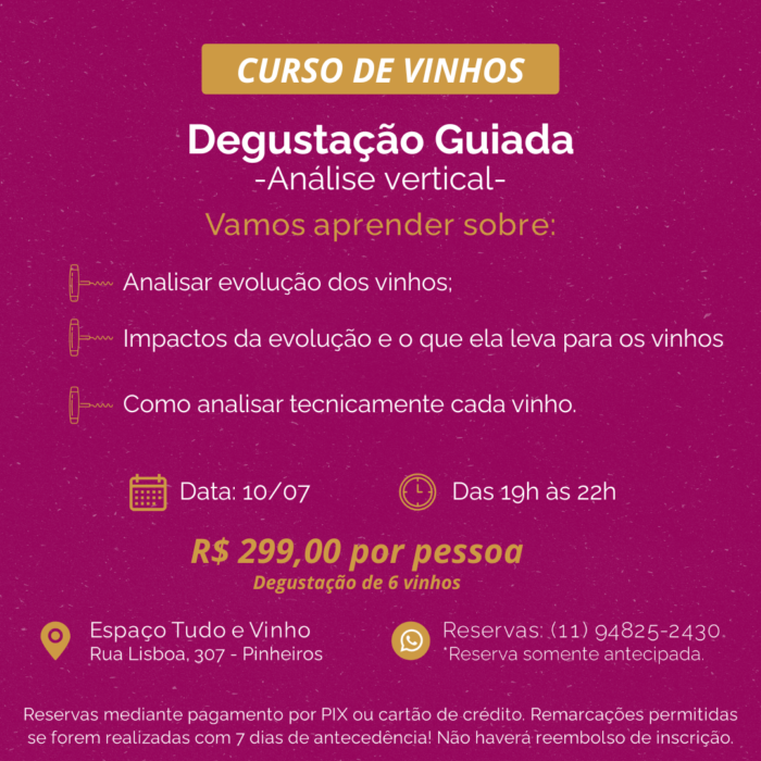 degustação vertical de 3 vinhos (10/07)