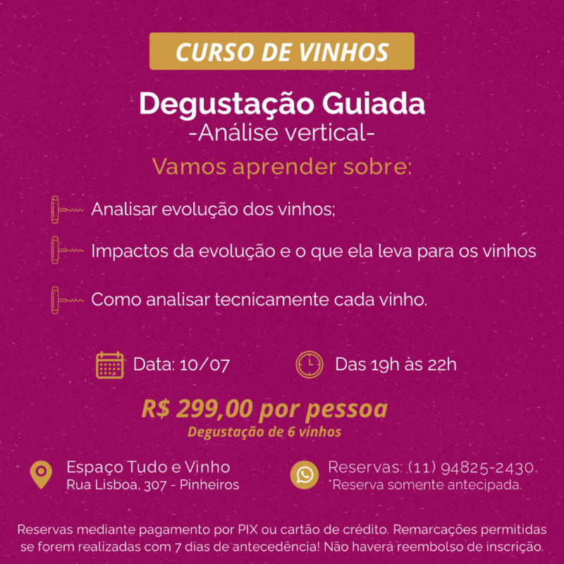 degustação vertical de 3 vinhos (10/07)