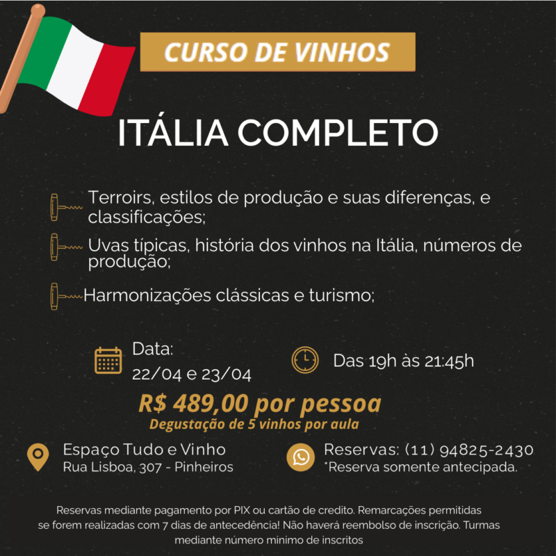 curso "itália completo" (22/04 e 23/04)